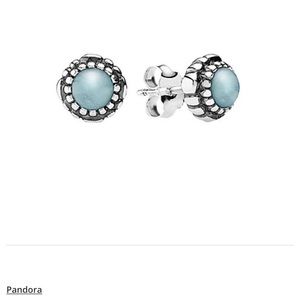 Pandora March birthstone silver earrings